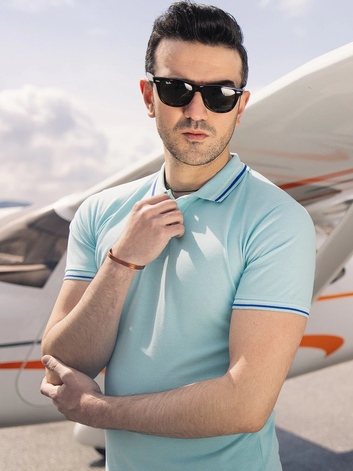 Men's Light Blue Polo Shirt - EMTPS21-031 - Image 4