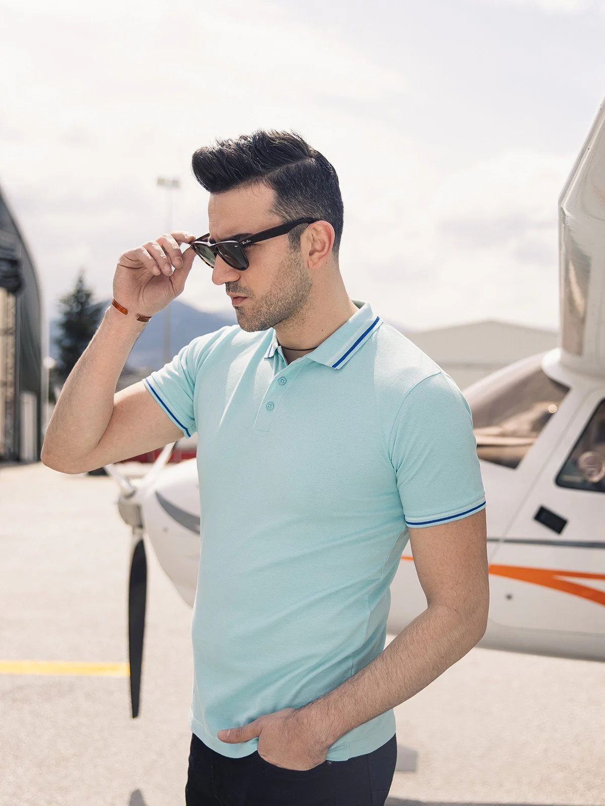 Men's Light Blue Polo Shirt - EMTPS21-031 - Image 5