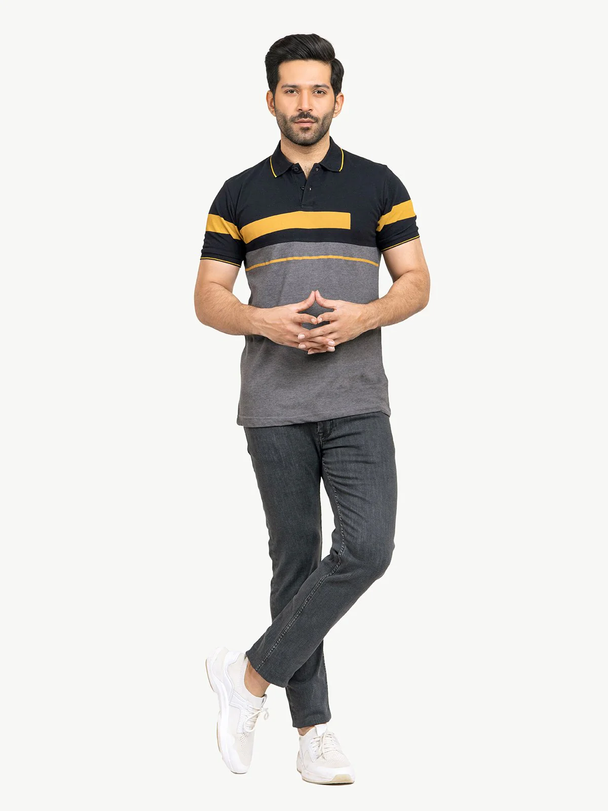 Men's Black & Charcoal Polo Shirt - EMTPS21-033
