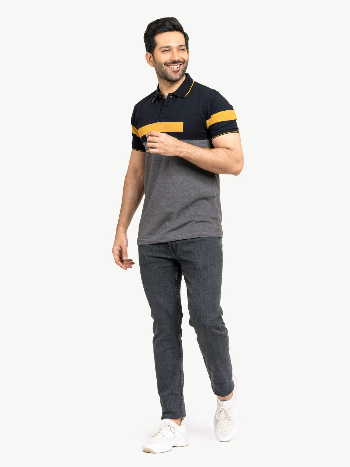 Men's Black & Charcoal Polo Shirt - EMTPS21-033 - Image 3