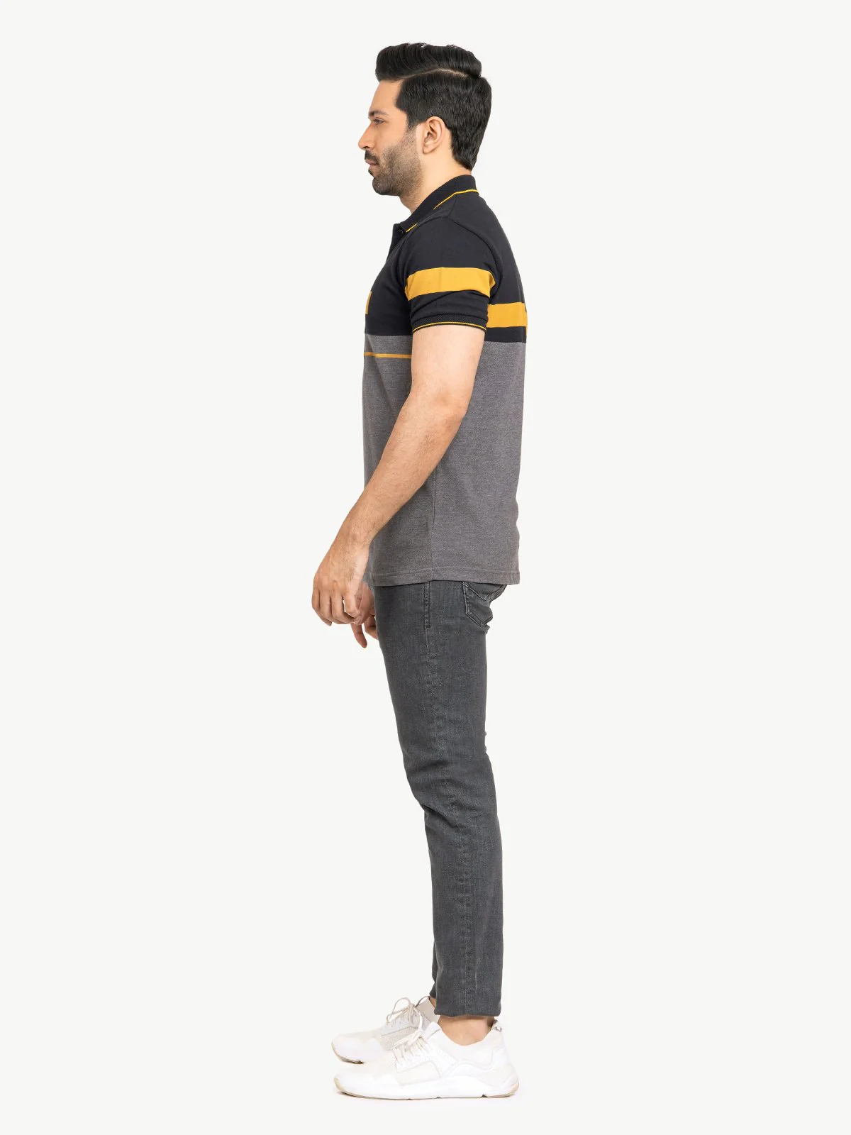 Men's Black & Charcoal Polo Shirt - EMTPS21-033 - Image 4
