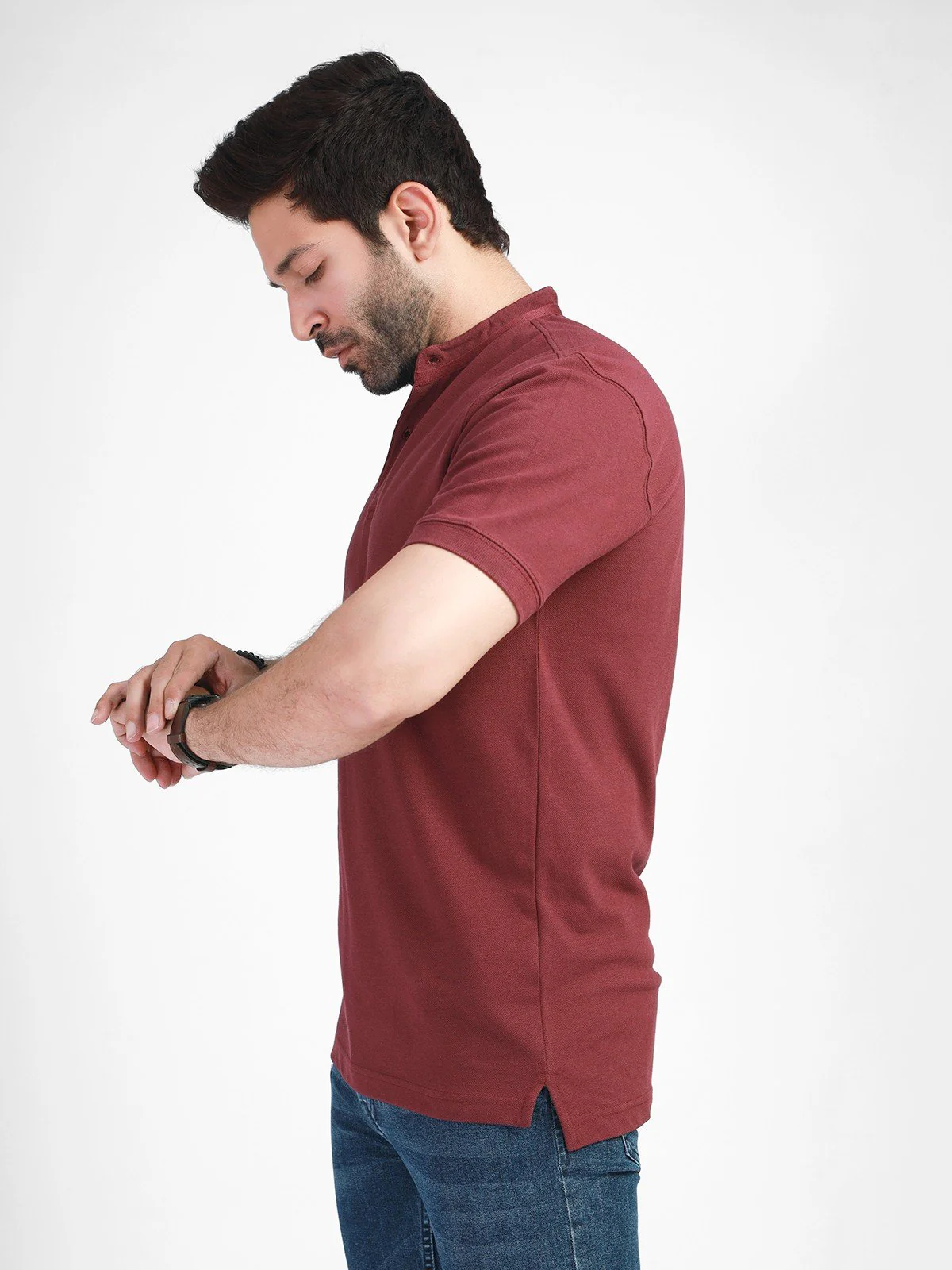 Men's Burgundy Polo Shirt - EMTPS21-039 - Image 2