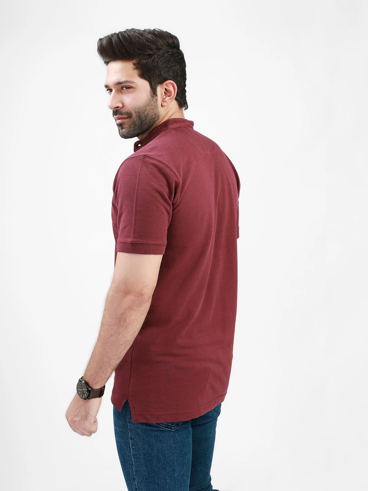 Men's Burgundy Polo Shirt - EMTPS21-039 - Image 3
