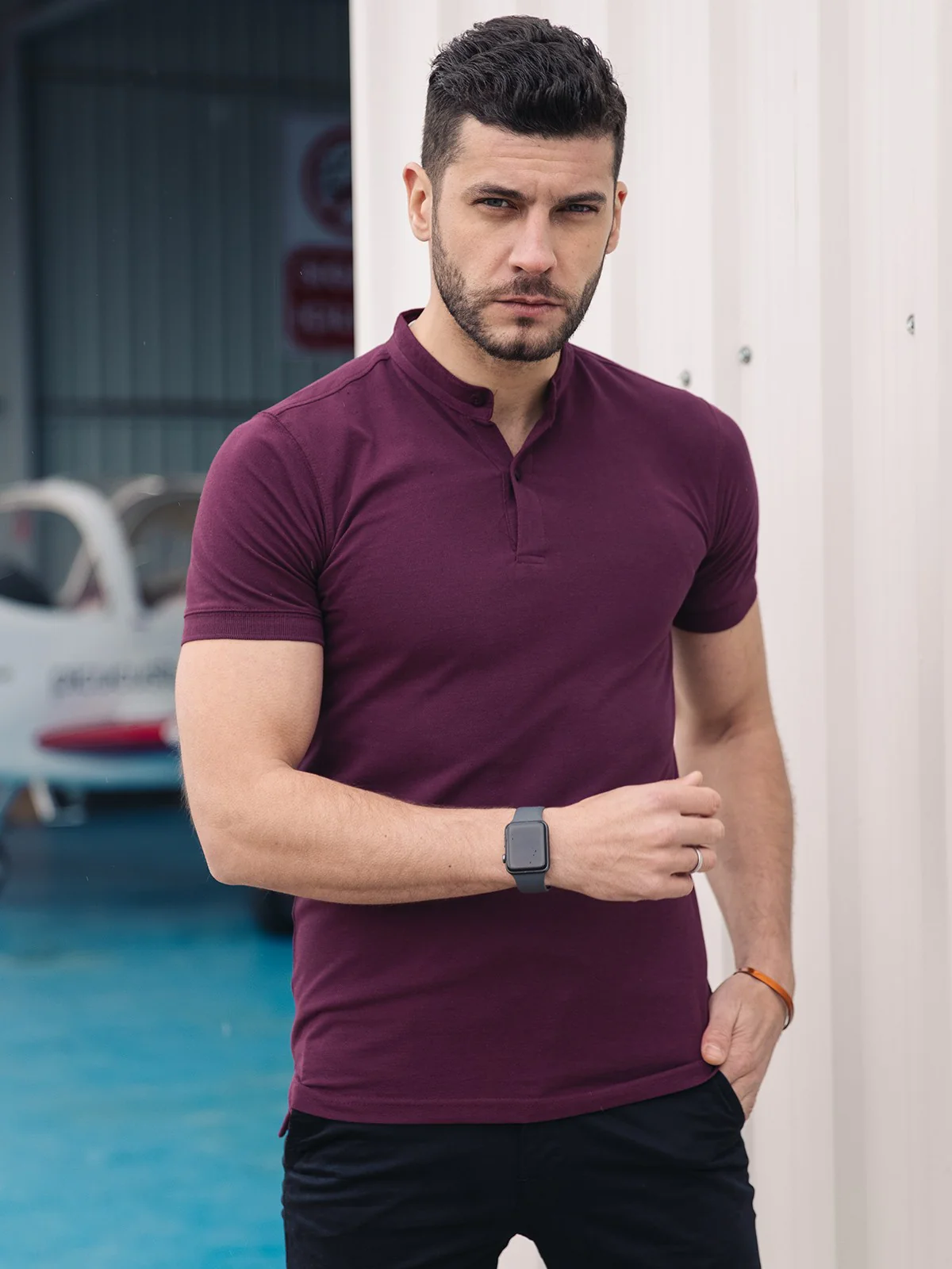 Men's Burgundy Polo Shirt - EMTPS21-039 - Image 4