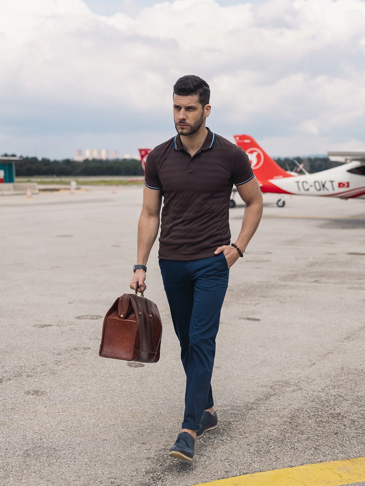 Men's Dark Brown Polo Shirt - EMTPS21-040 - Image 3