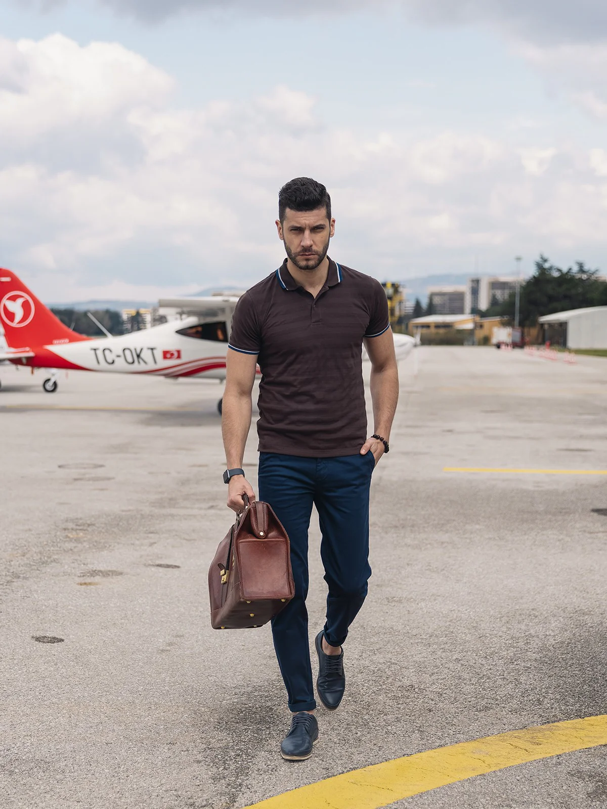 Men's Dark Brown Polo Shirt - EMTPS21-040 - Image 4