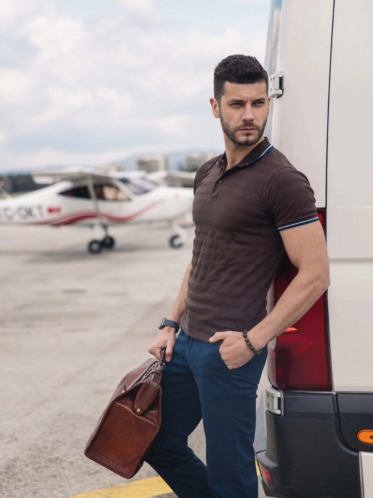 Men's Dark Brown Polo Shirt - EMTPS21-040 - Image 5
