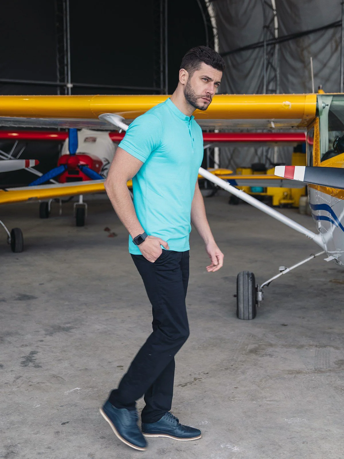 Men's Turquoise Polo Shirt - EMTPS21-043 - Image 5