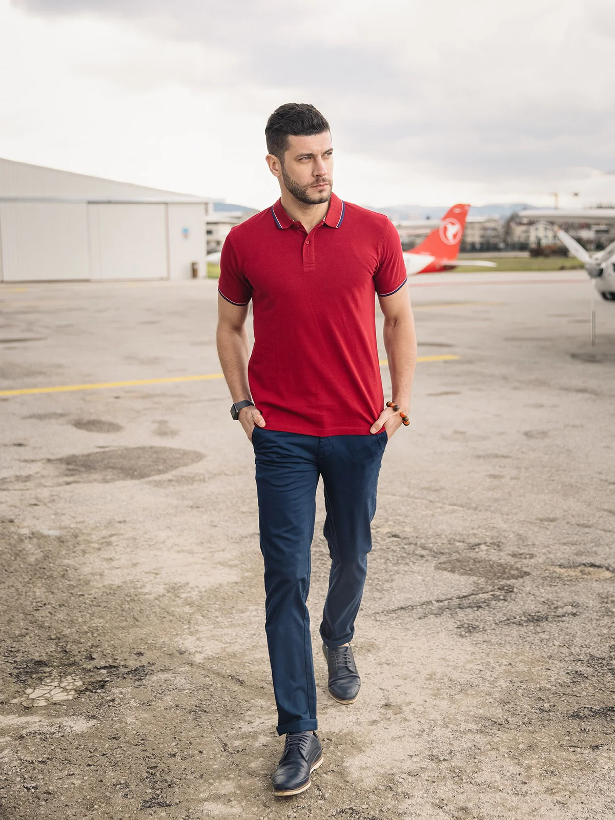 Men's Maroon Polo Shirt - EMTPS21-046 - Image 2