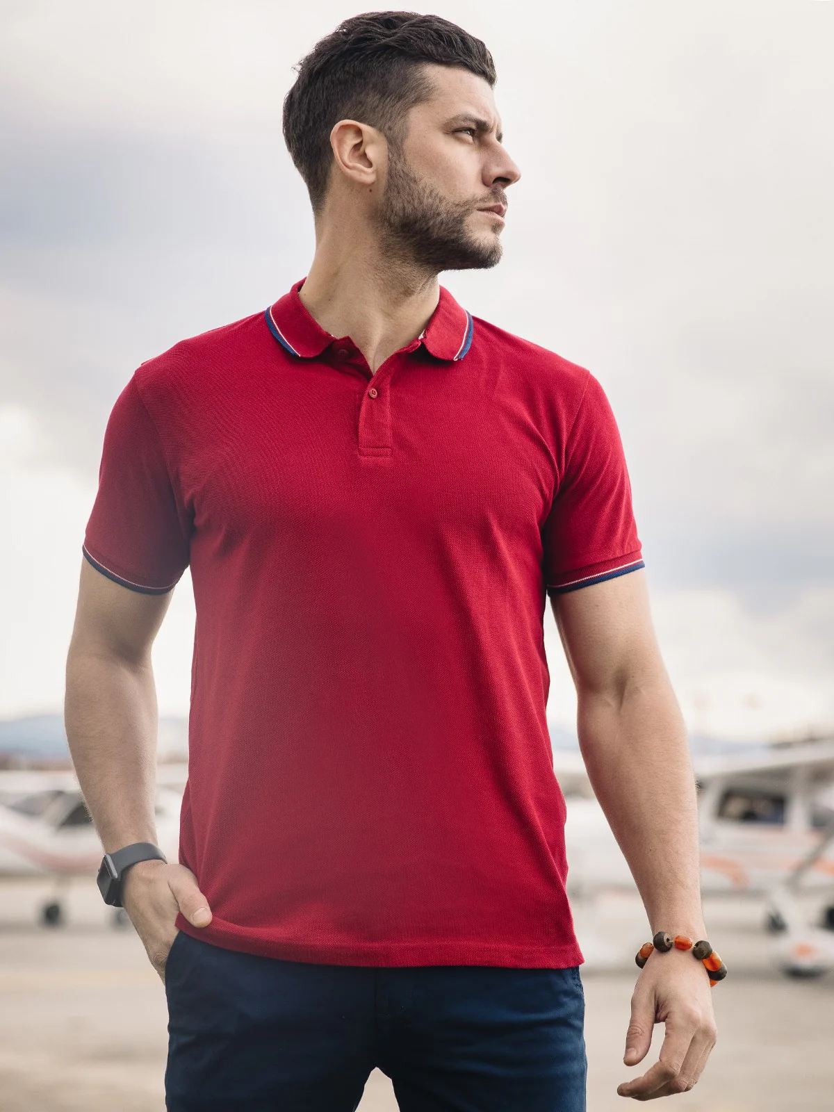 Men's Maroon Polo Shirt - EMTPS21-046 - Image 3