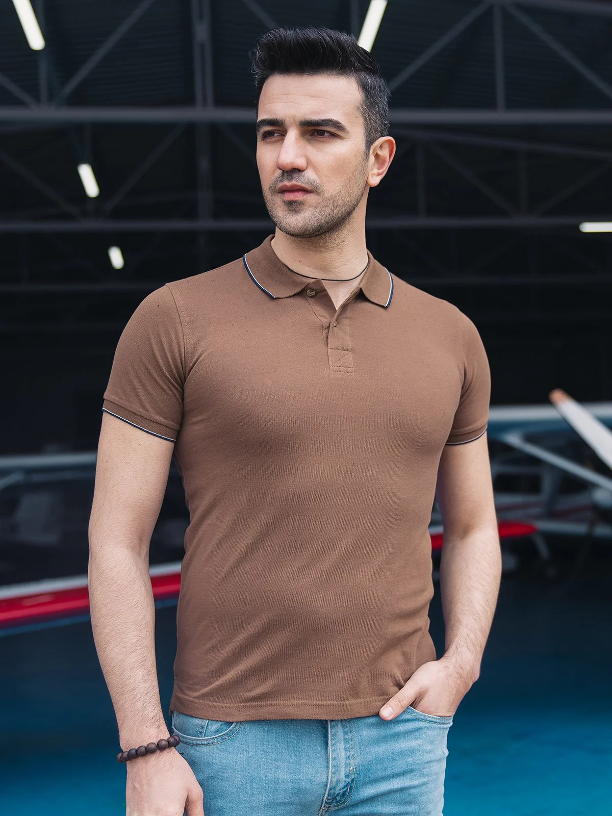 Men's Brown Polo Shirt - EMTPS21-050 - Image 3