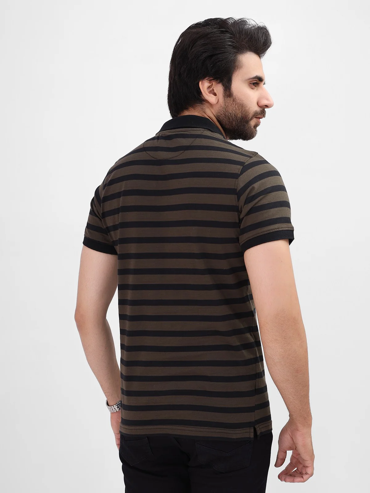 Men's Olive & Black Polo Shirt - EMTPS21-054 - Image 2