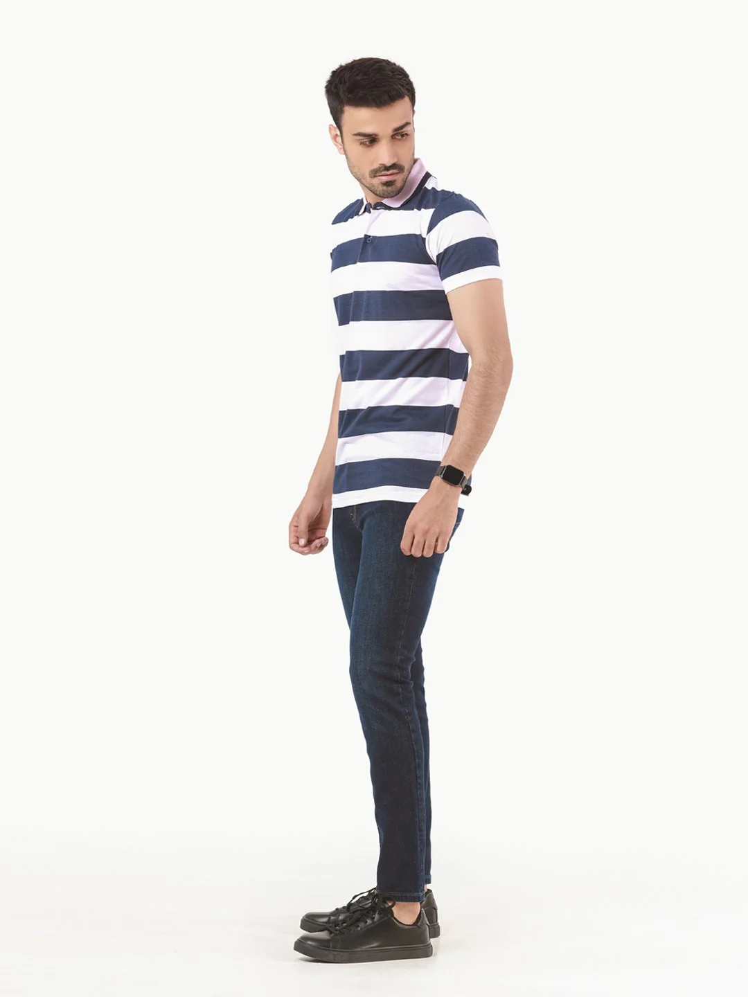 Men's Blue & Peach Polo Shirt - EMTPS21-059 - Image 3