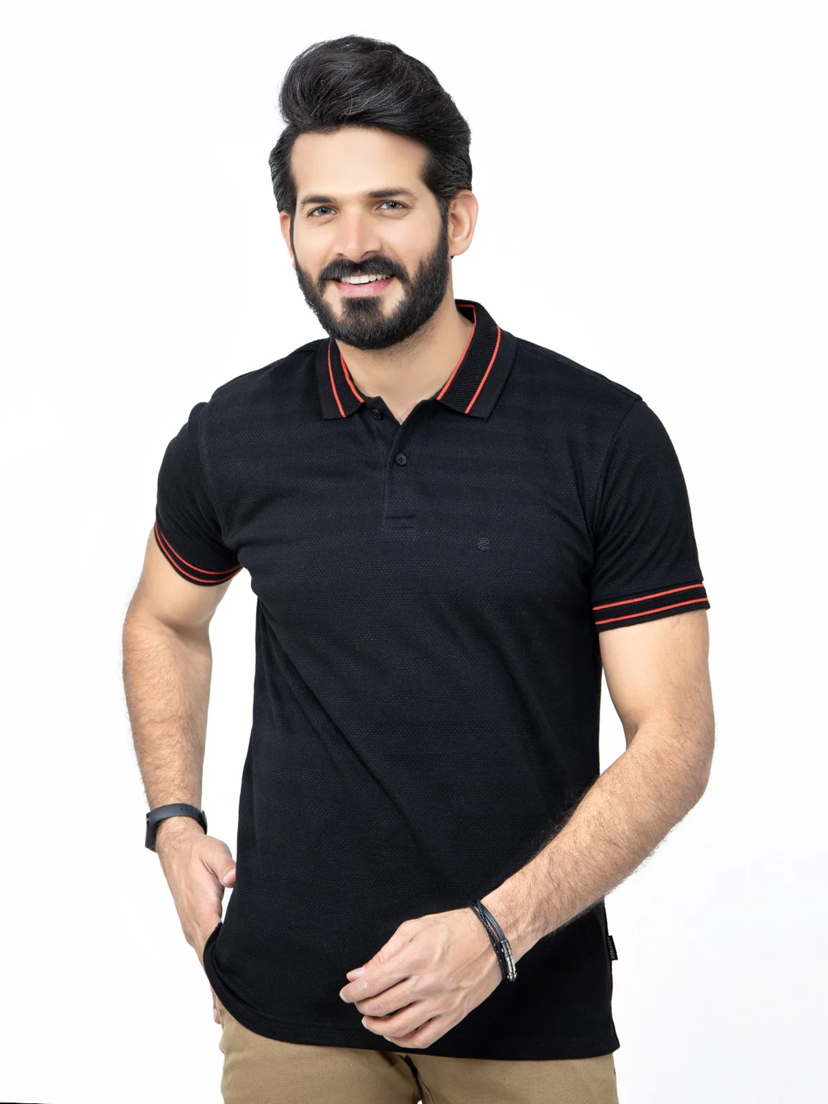 Men's Black Polo Shirt - EMTPS22-014 - Image 2