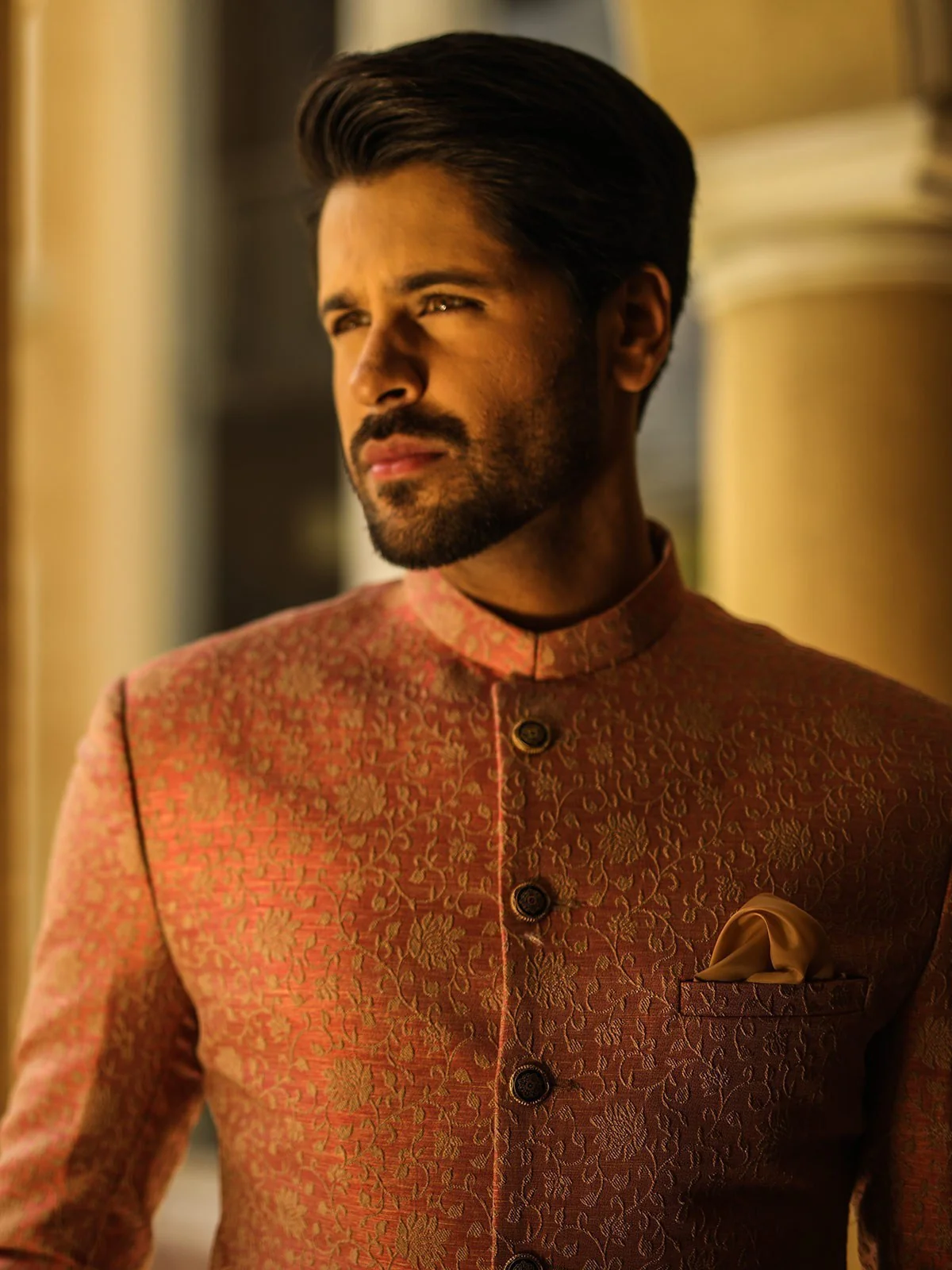 Men's Peach Sherwani - EMTS18-7180 - Image 4