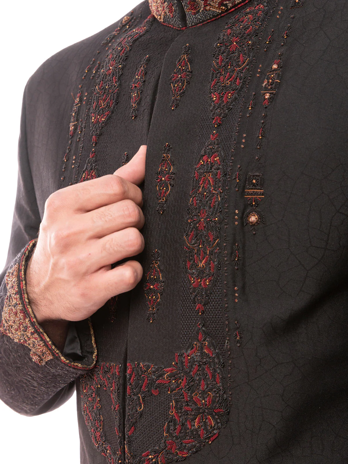 Men's Black Sherwani - EMTS19-7147 - Image 2