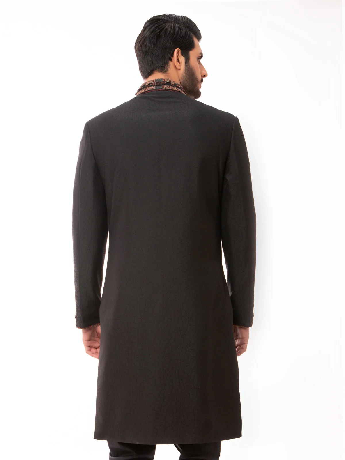 Men's Black Sherwani - EMTS19-7147 - Image 5