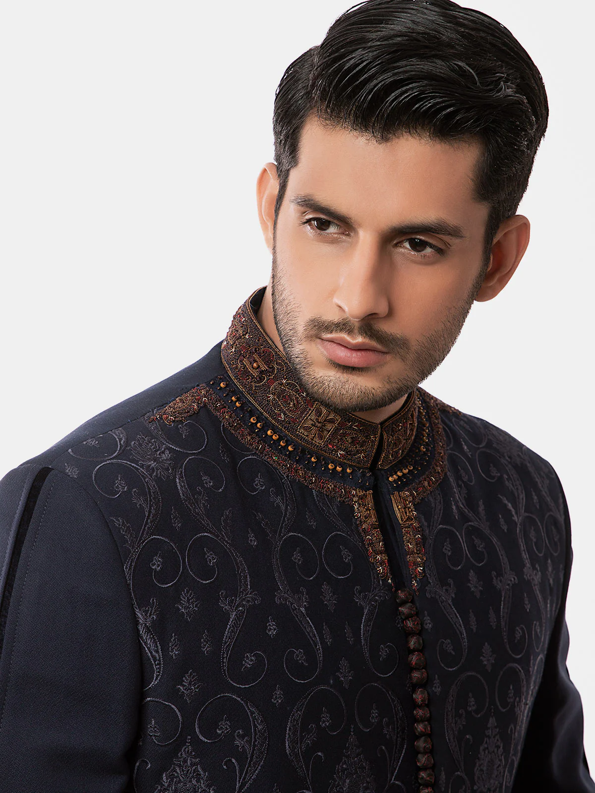 Men's Navy Blue Sherwani - EMTS19-7148 - Image 2