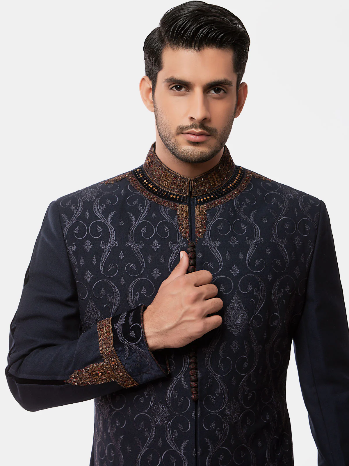 Men's Navy Blue Sherwani - EMTS19-7148 - Image 3