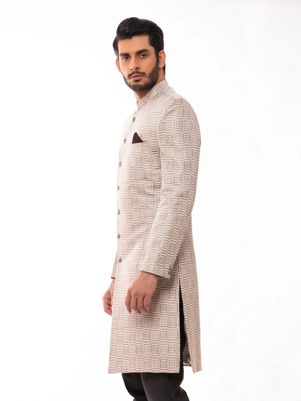 Men's Beige Sherwani - EMTS19-7164 - Image 3