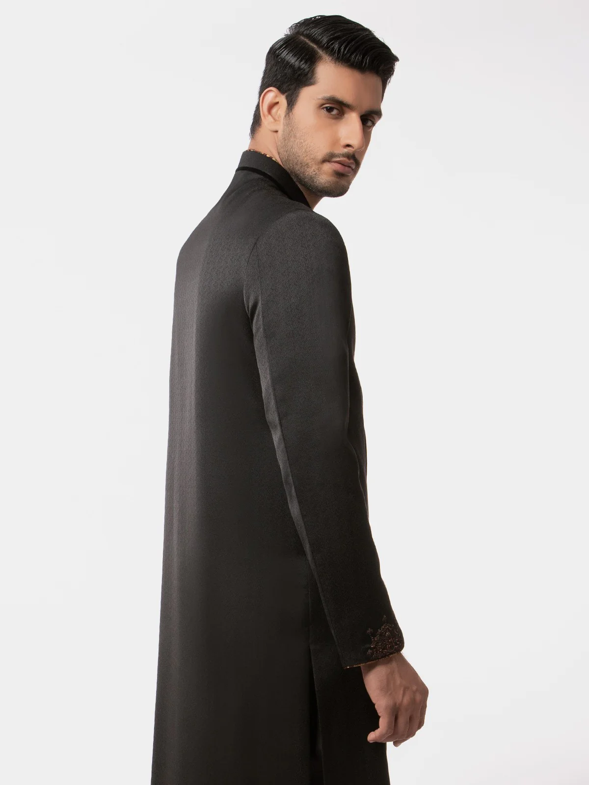 Men's Black Sherwani - EMTS19-7168 - Image 4