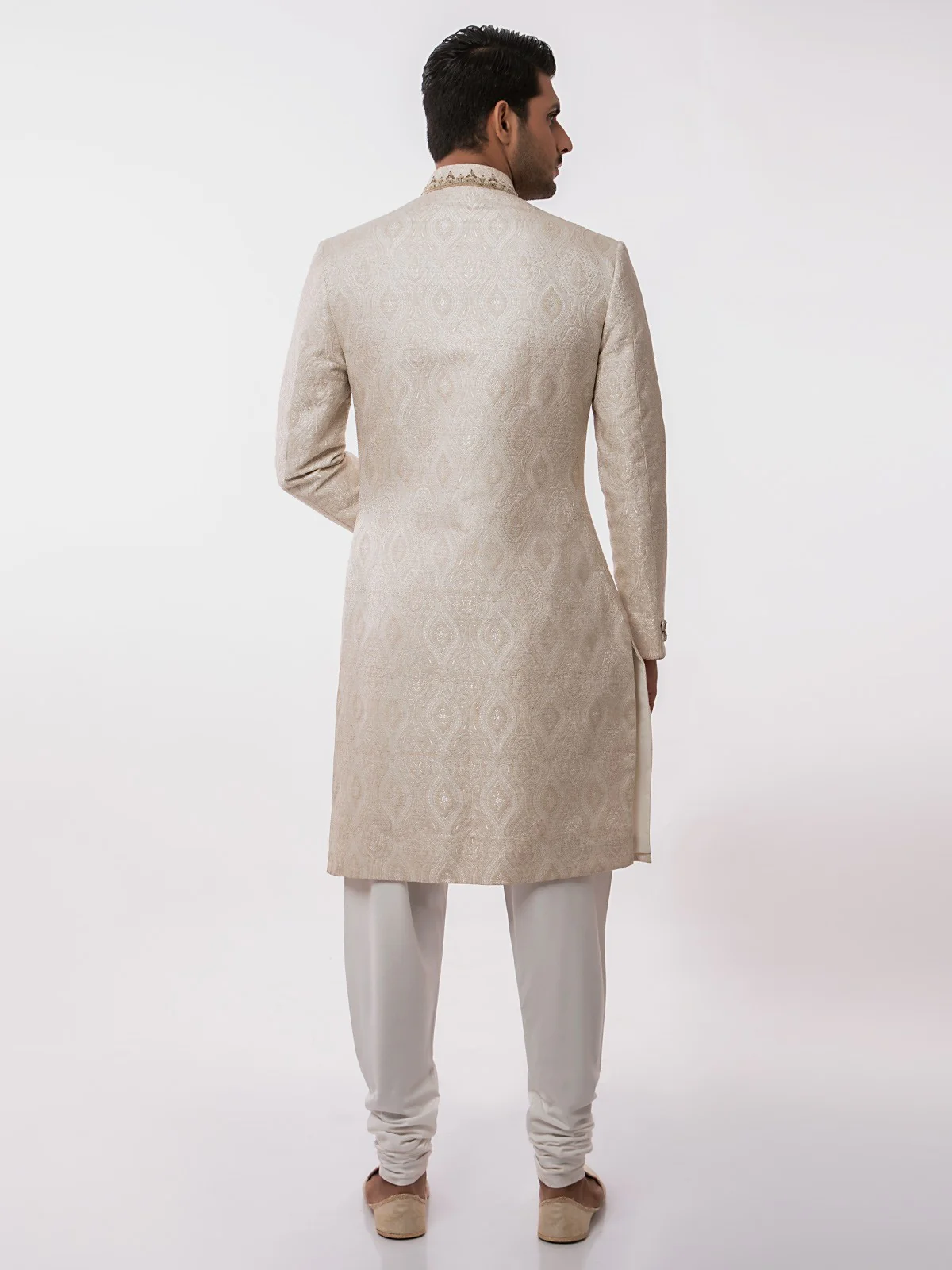 Men's Light Beige Sherwani - EMTS19-7184 - Image 5