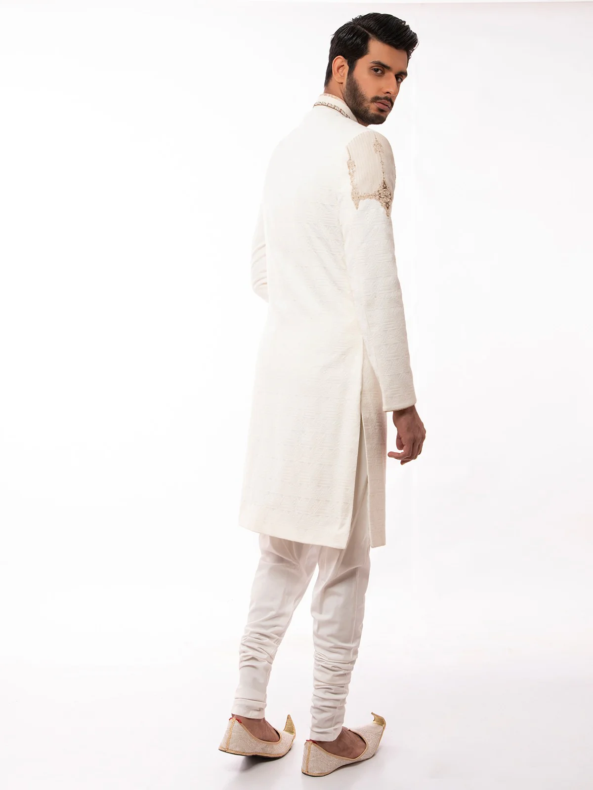 Men's Cream Sherwani - EMTS19-7185 - Image 5