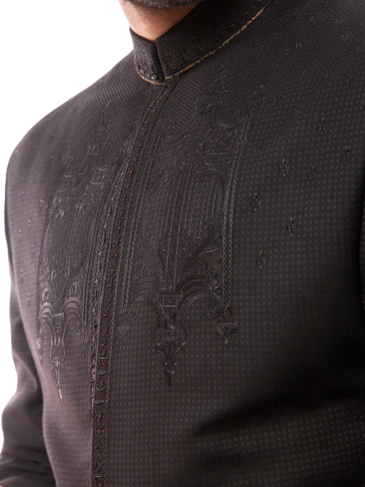 Men's Black Sherwani - EMTS19-7188 - Image 2