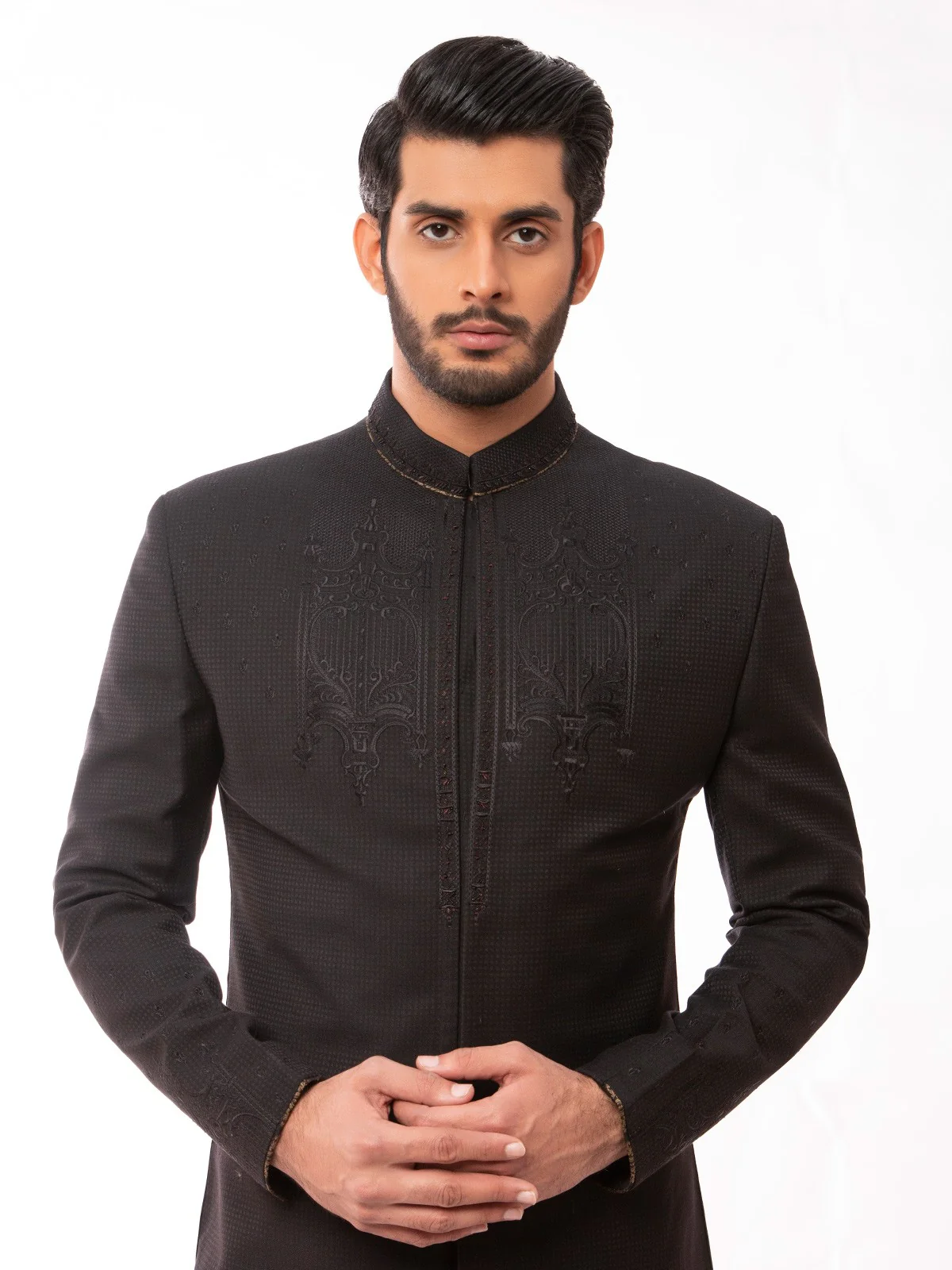 Men's Black Sherwani - EMTS19-7188 - Image 3