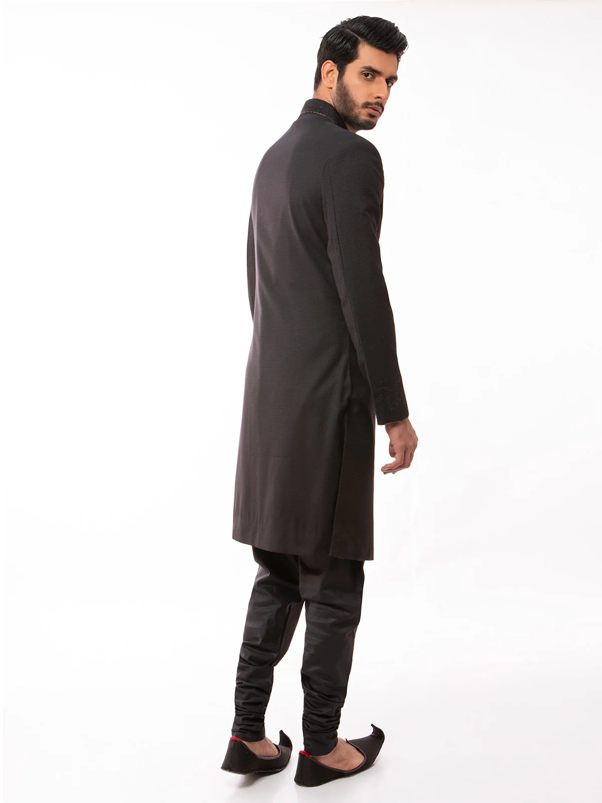 Men's Black Sherwani - EMTS19-7188 - Image 5