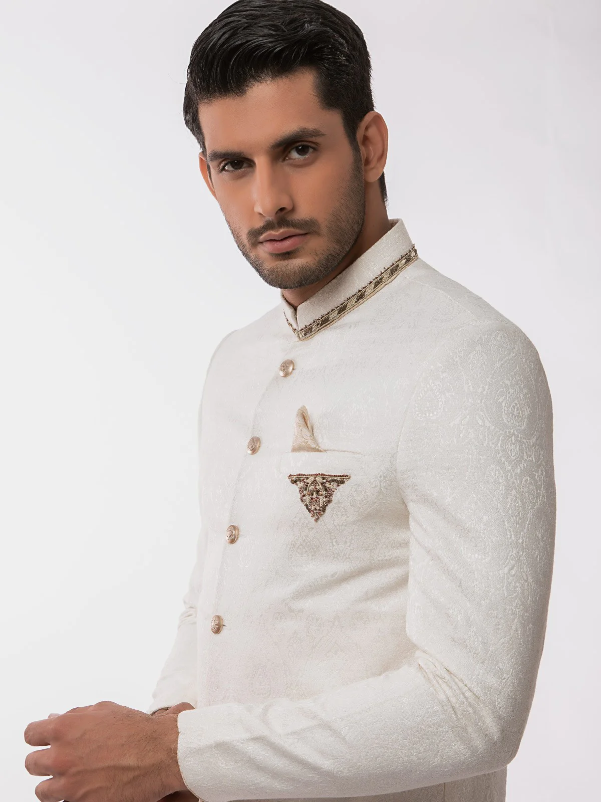 Men's Off White Sherwani - EMTS19-7189 - Image 2