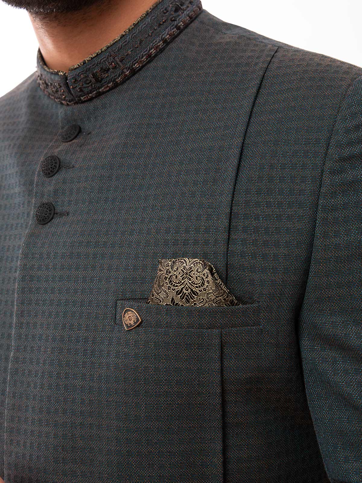 Men's Green Sherwani - EMTS19-7191 - Image 2