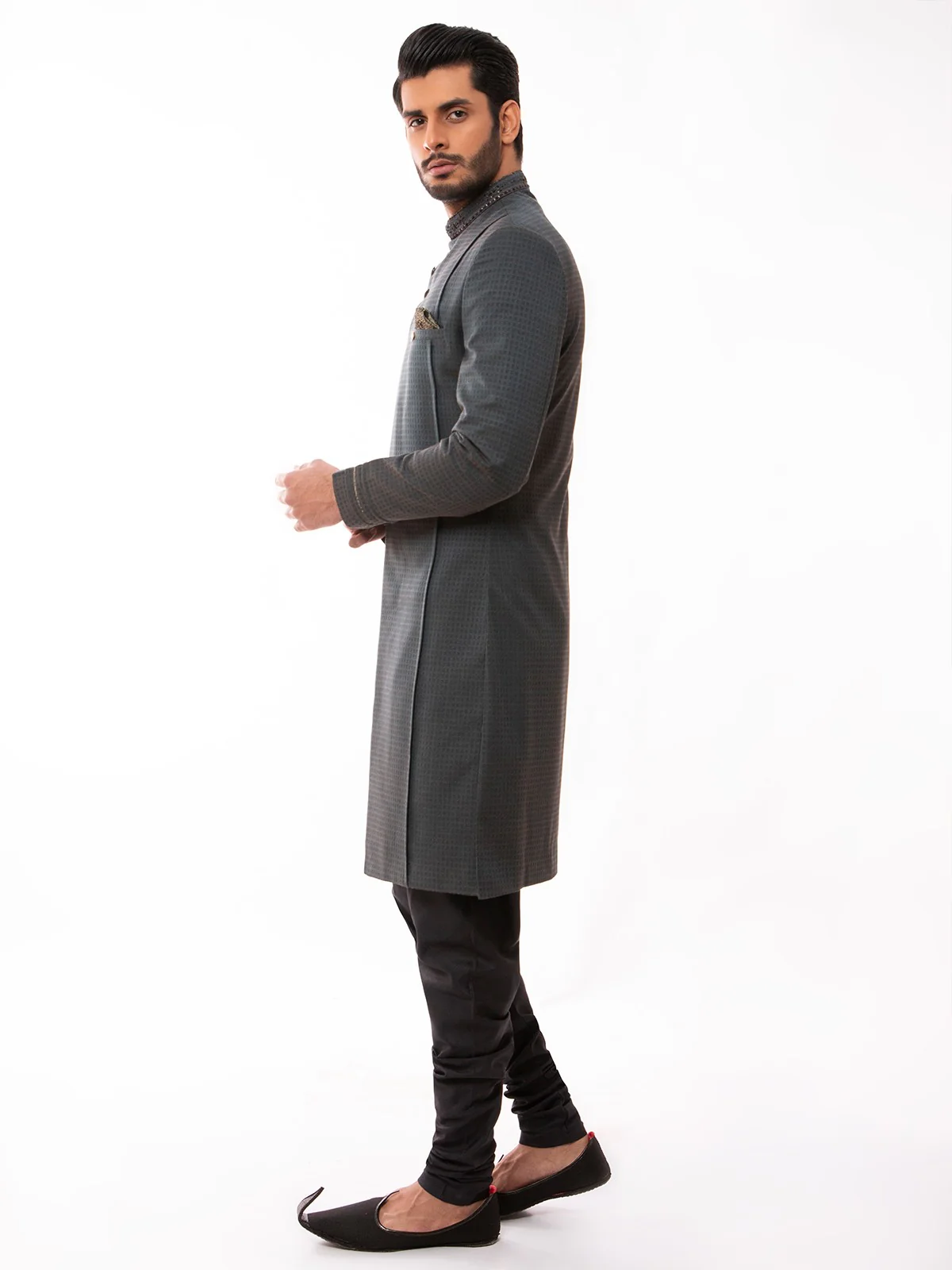 Men's Green Sherwani - EMTS19-7191 - Image 4