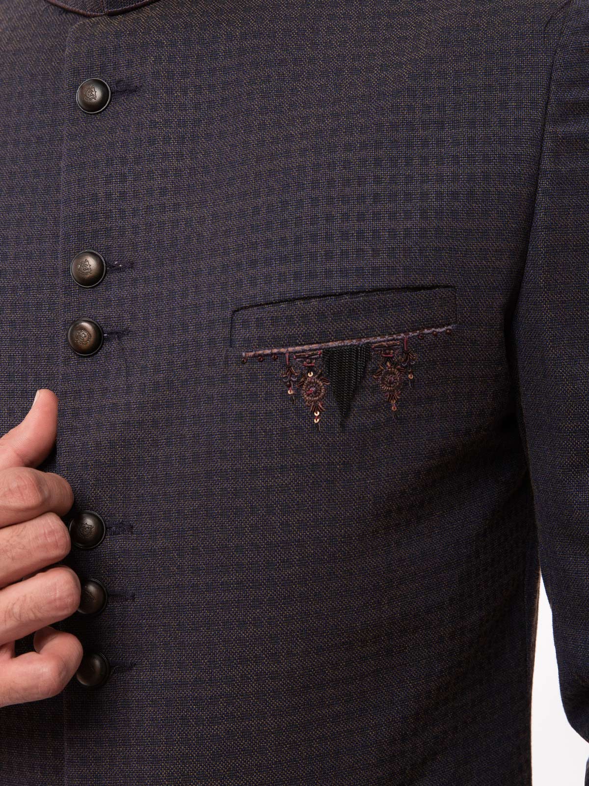 Men's Dark Purple Sherwani - EMTS19-7193 - Image 2