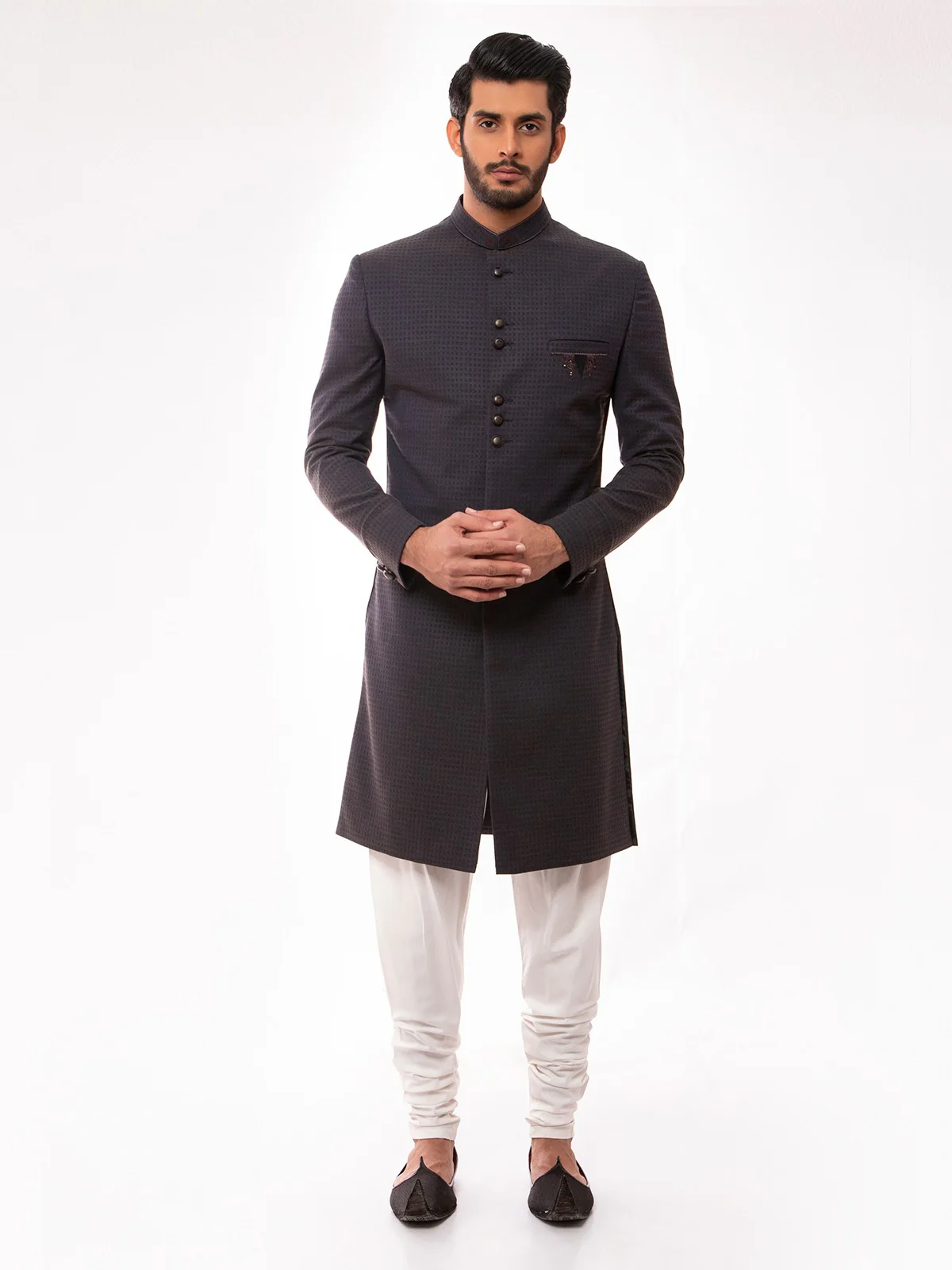 Men's Dark Purple Sherwani - EMTS19-7193 - Image 3