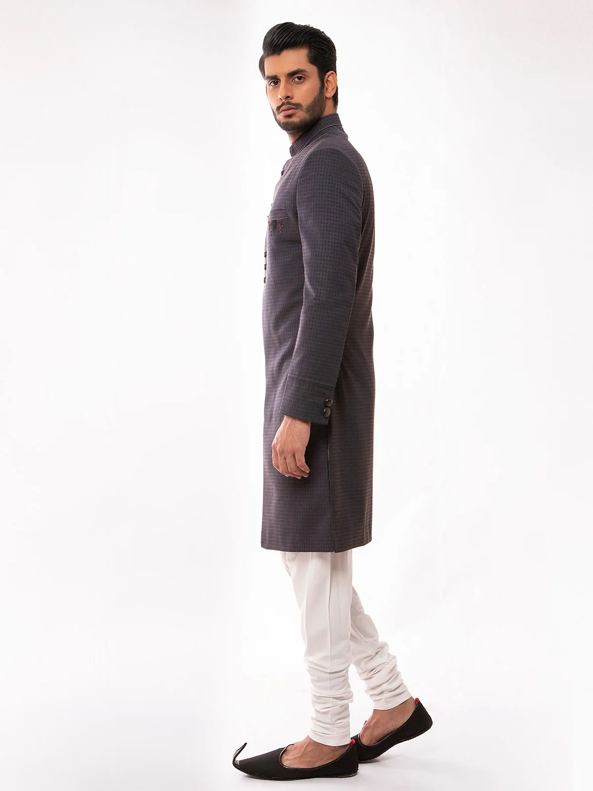 Men's Dark Purple Sherwani - EMTS19-7193 - Image 4