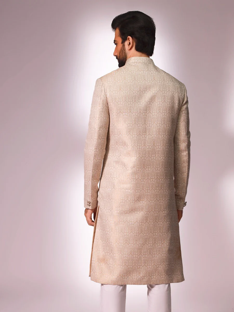 Men's Light Beige Sherwani - EMTS20-7196 - Image 5