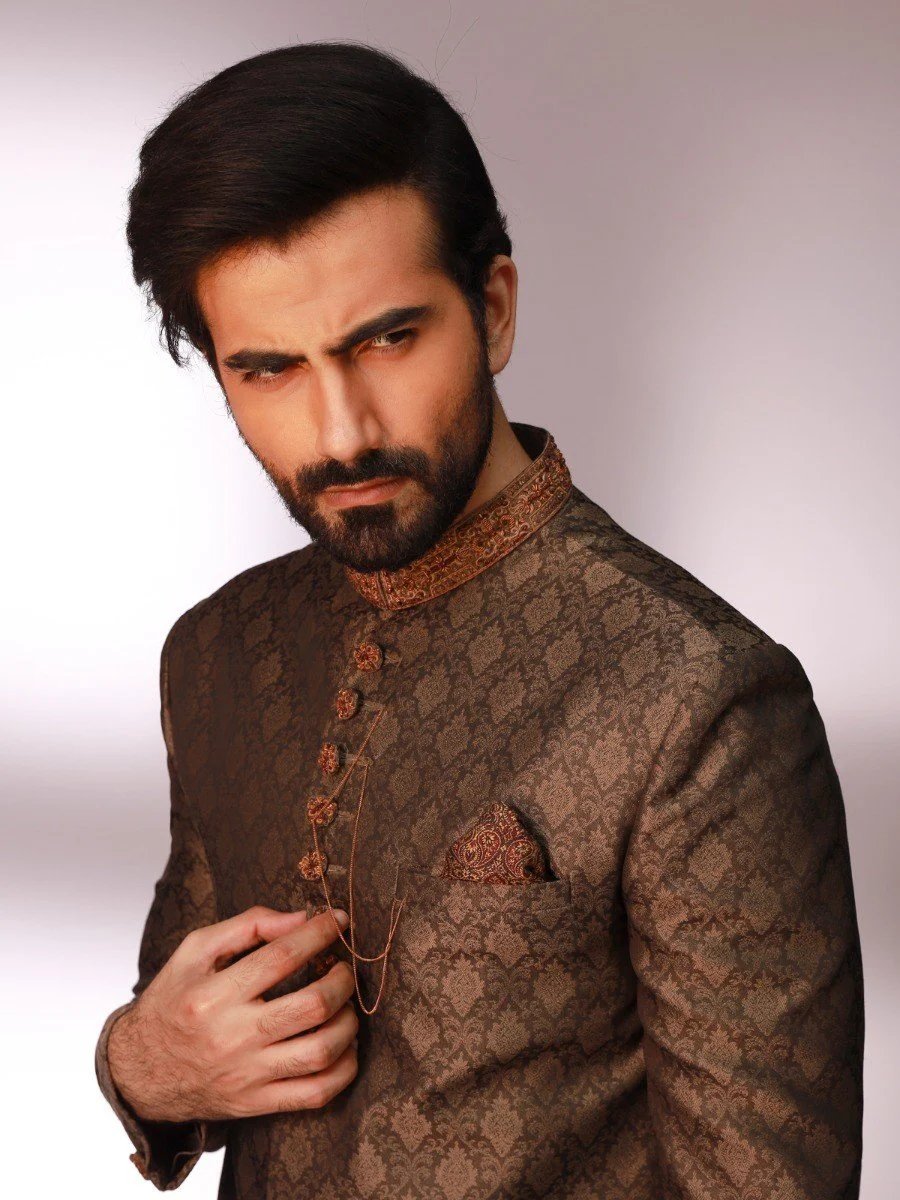 Men's Dark Olive Sherwani - EMTS20-7197 - Image 3