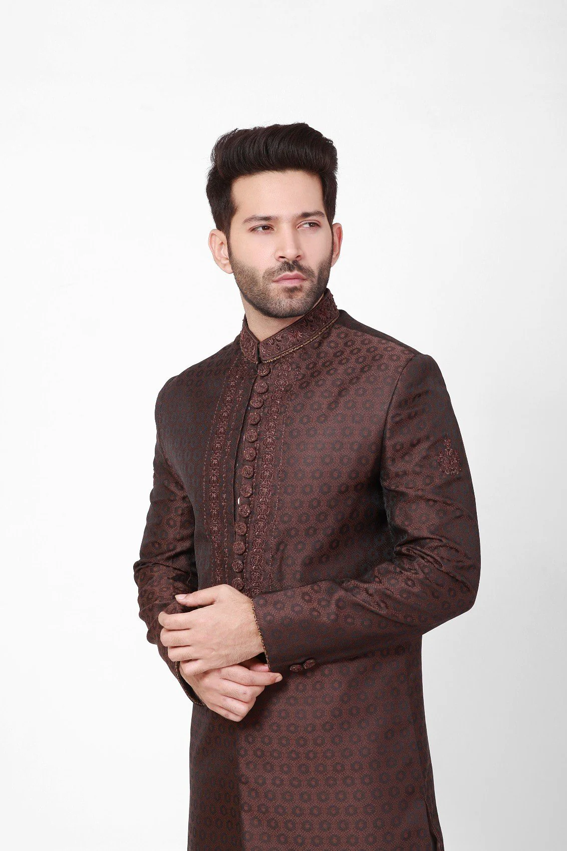 Men's Brown Sherwani - EMTS21-7194 - Image 2