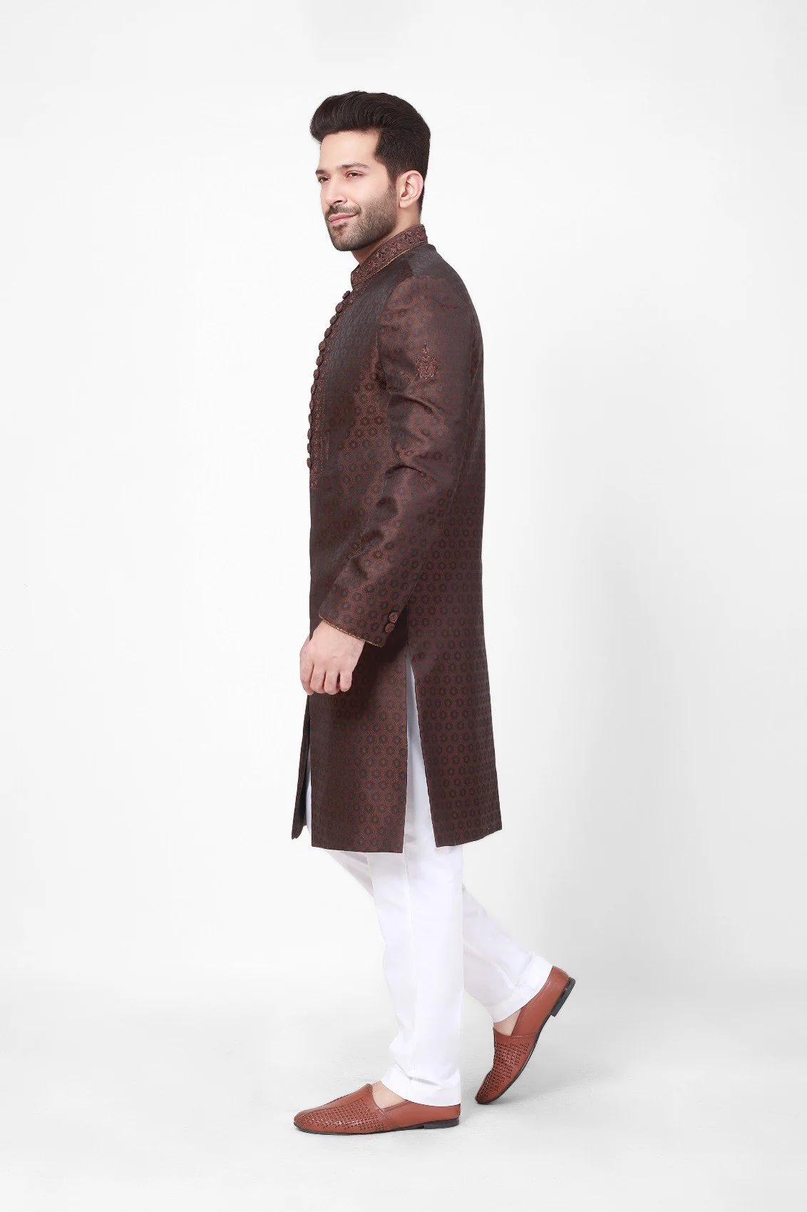 Men's Brown Sherwani - EMTS21-7194 - Image 3