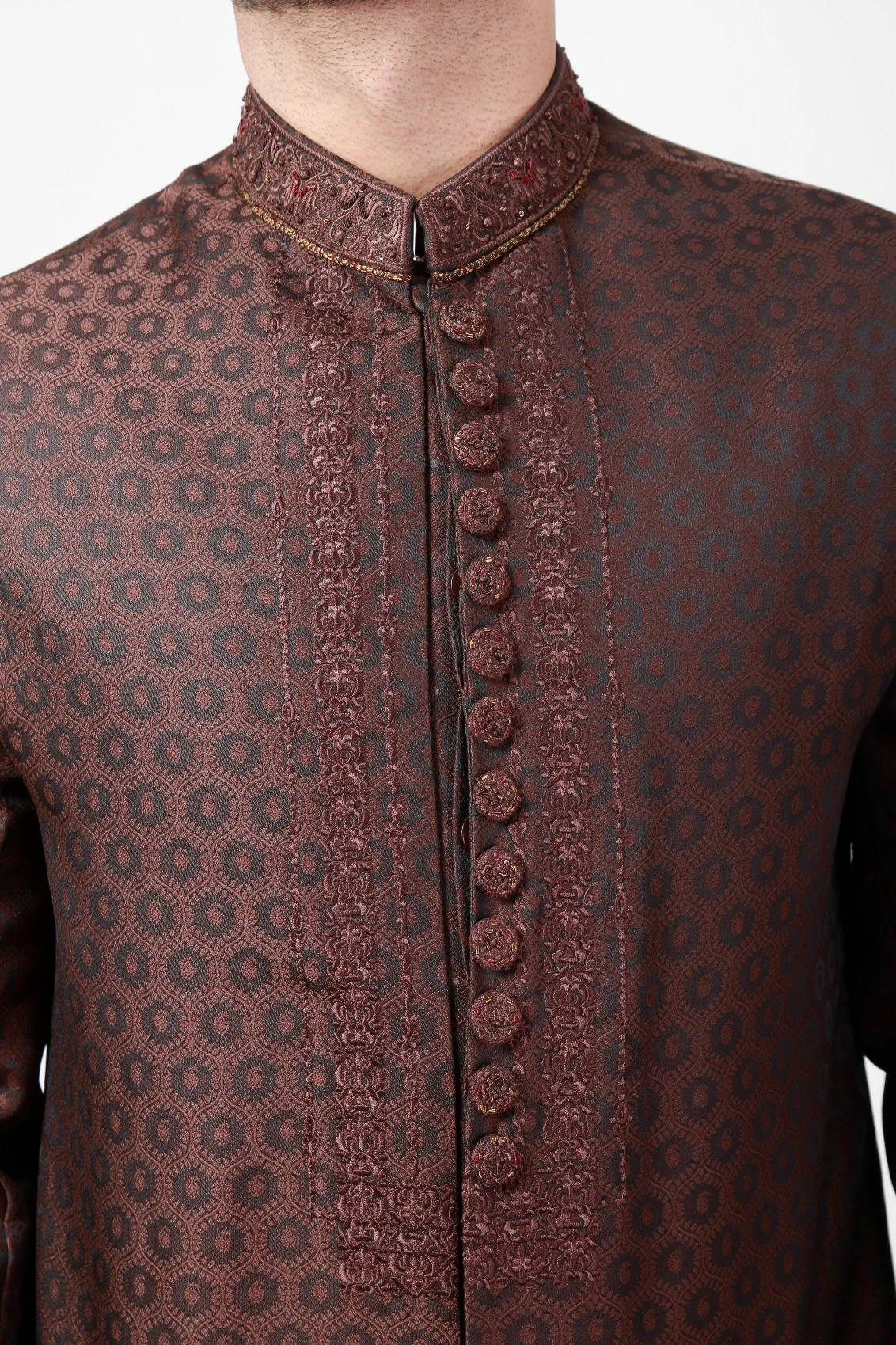 Men's Brown Sherwani - EMTS21-7194 - Image 4