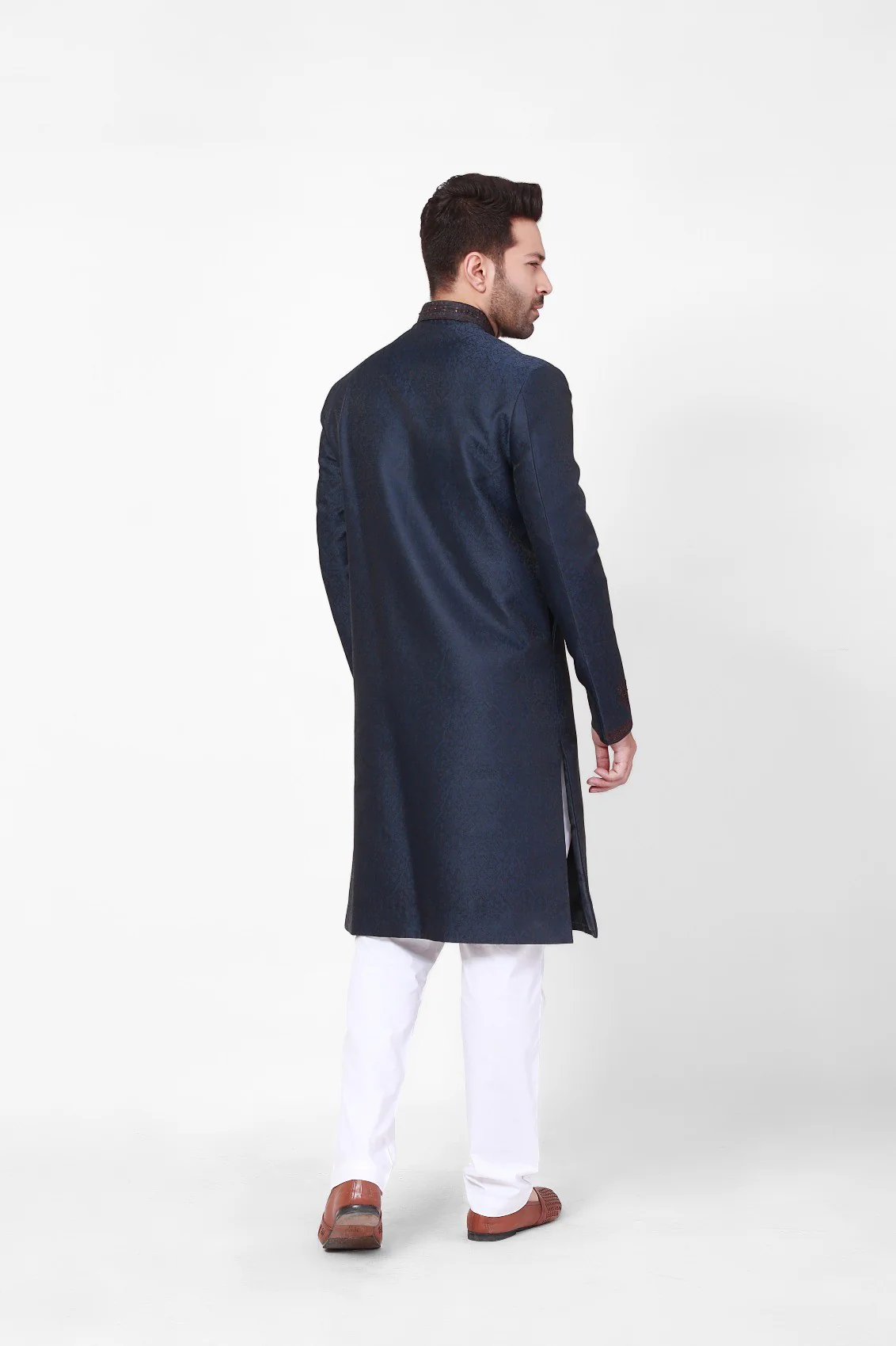 Men's Dark Navy Sherwani - EMTS21-7195 - Image 5