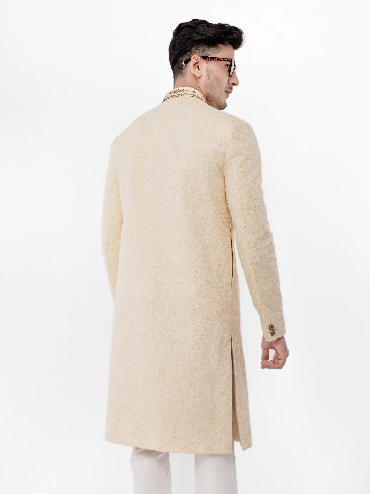 Men's Cream Sherwani - EMTS21-7206 - Image 3