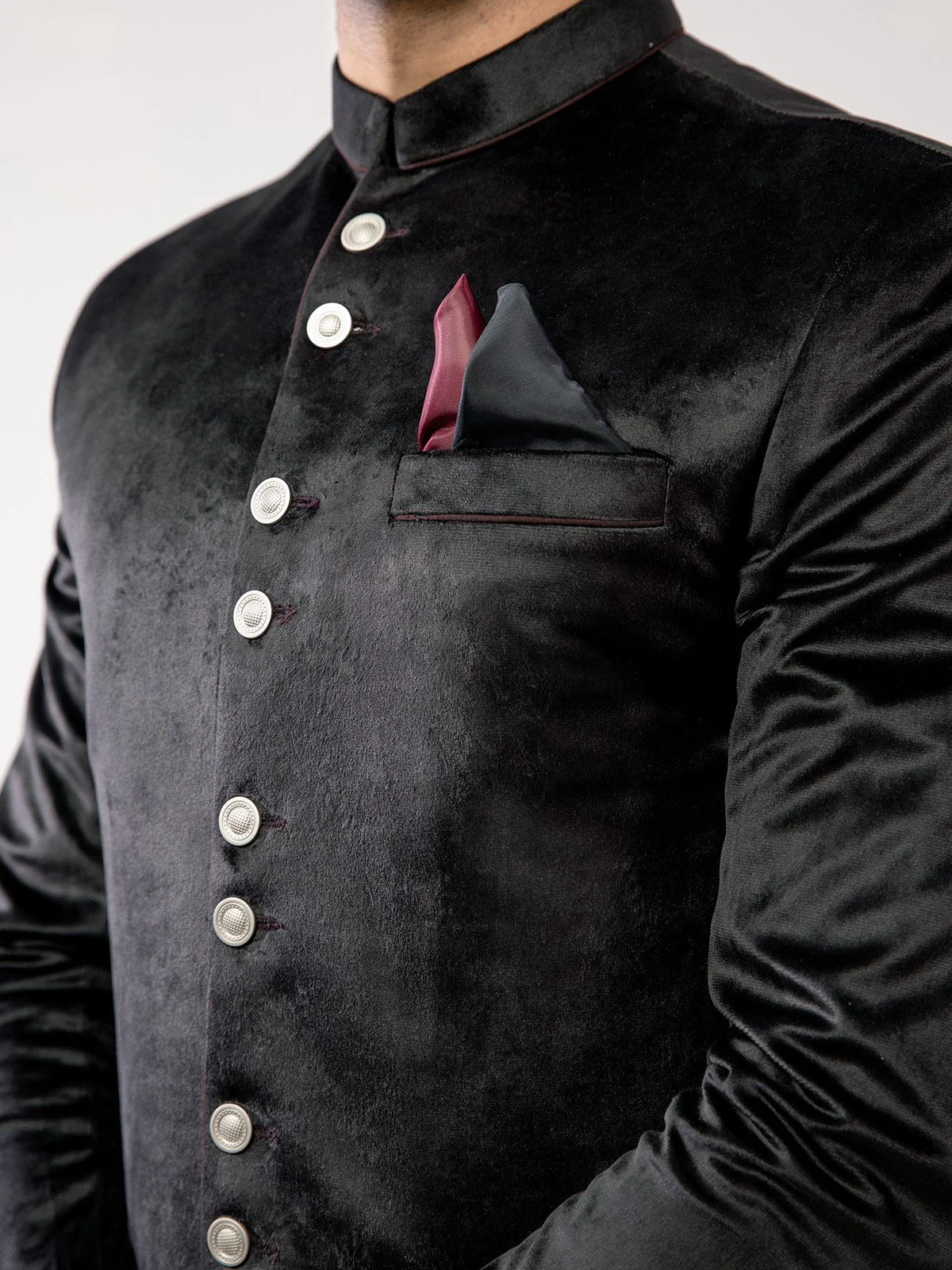 Men's Black Sherwani - EMTS21-7210 - Image 4