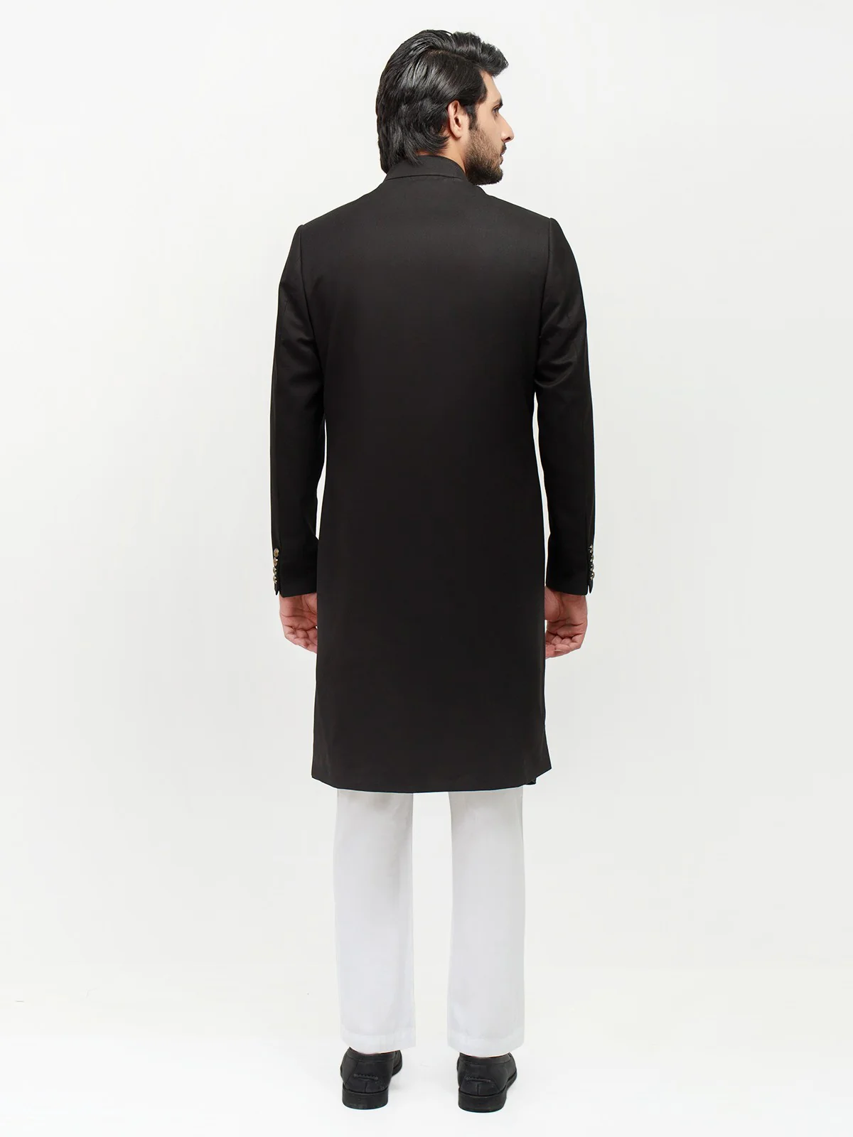 Men's Black Sherwani - EMTS21-7211 - Image 4