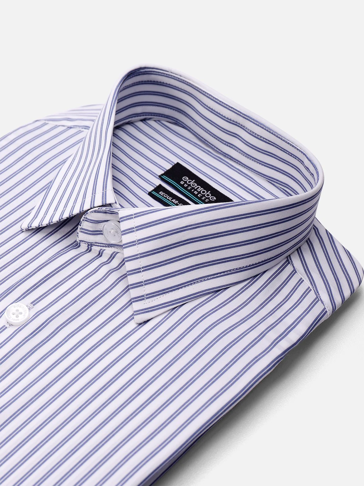 Men's White & Blue Striped Shirt - EMTSB21-012 - Image 2