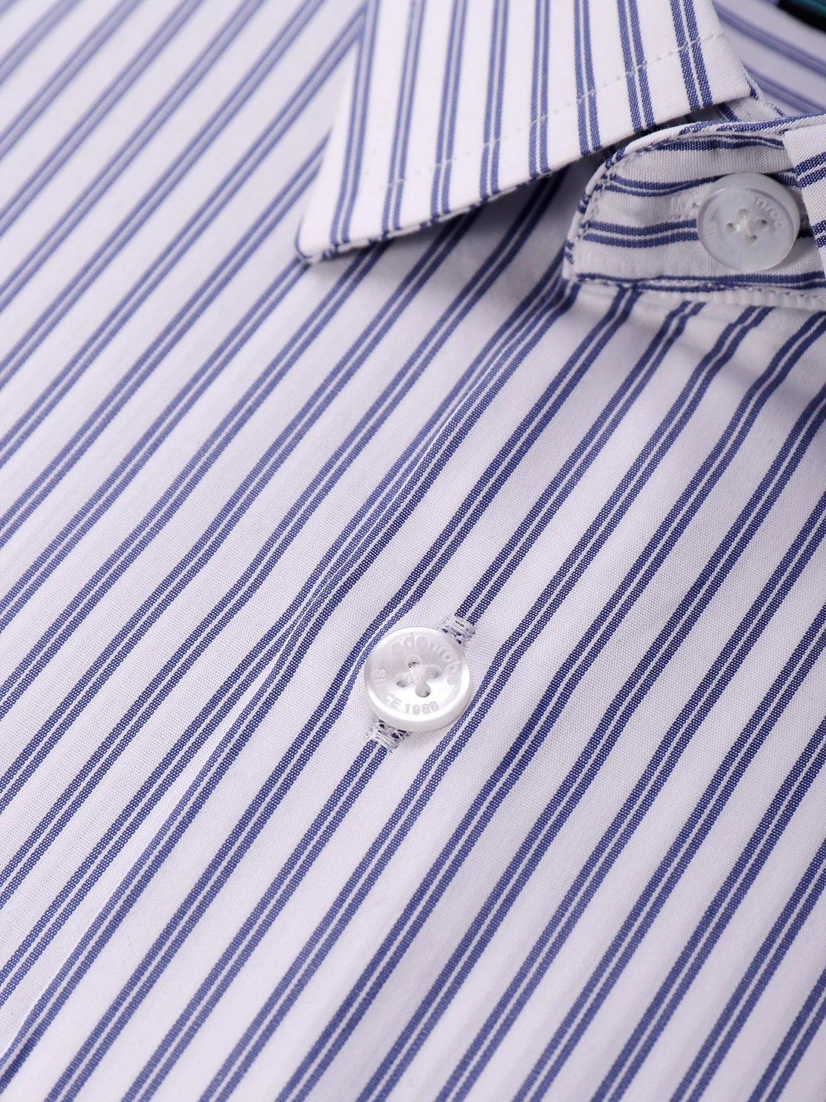 Men's White & Blue Striped Shirt - EMTSB21-012 - Image 3