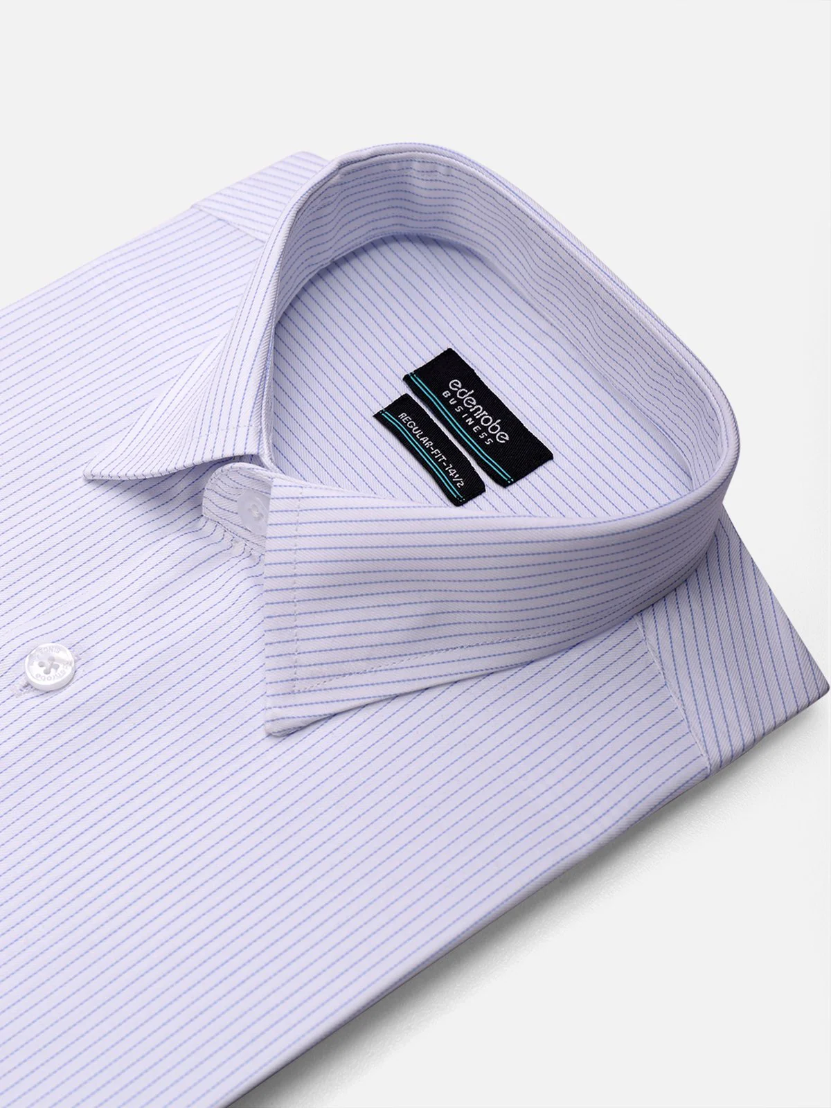 Men's White & Blue Pin Striped Shirt - EMTSB21-014 - Image 2