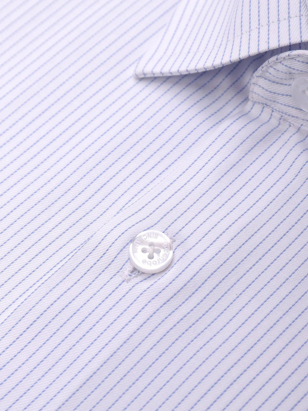 Men's White & Blue Pin Striped Shirt - EMTSB21-014 - Image 3