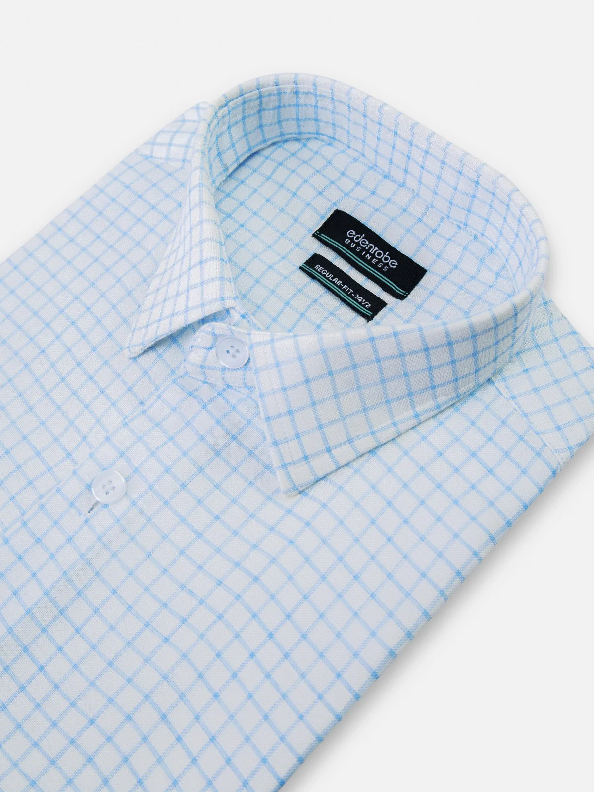 Men's White & Blue Checkered Shirt - EMTSB21-033 - Image 2